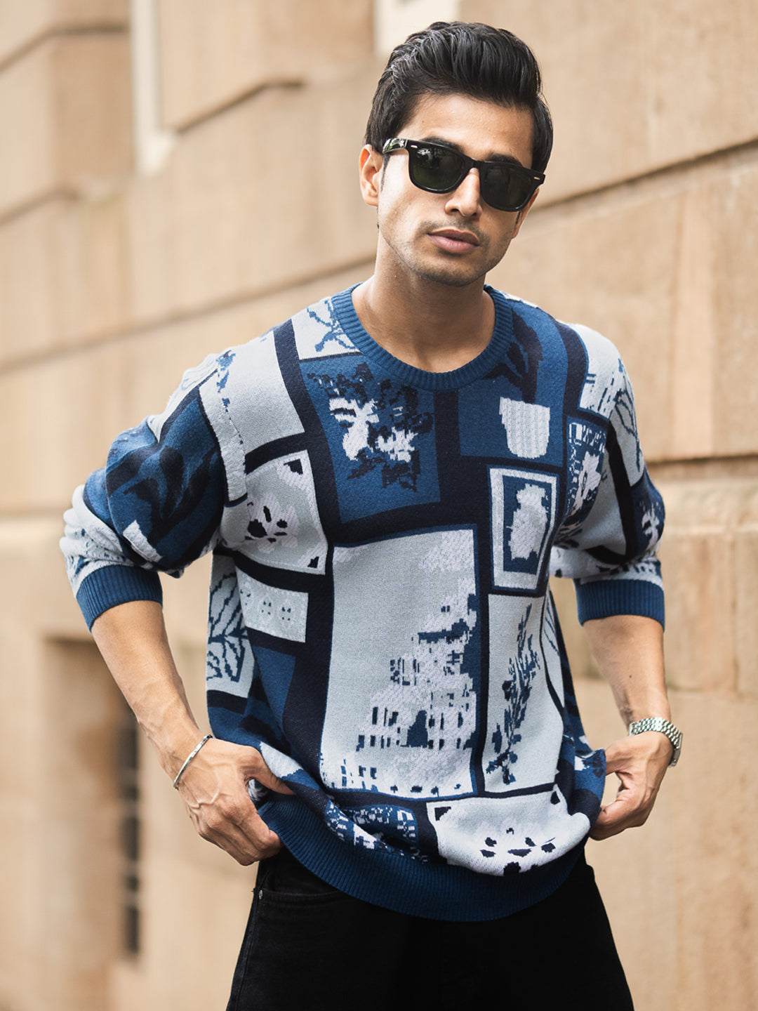 Multicolour Jaquard Knit T-Shirt