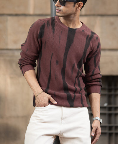 Brown Flat Knit Cotton Sweater