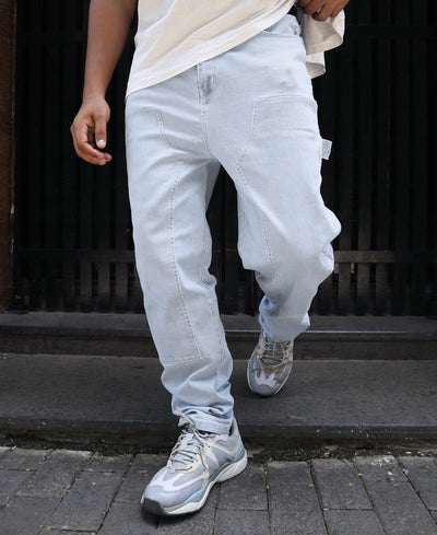 Sky Blue Carpenter Denim Baggy Fit Jeans