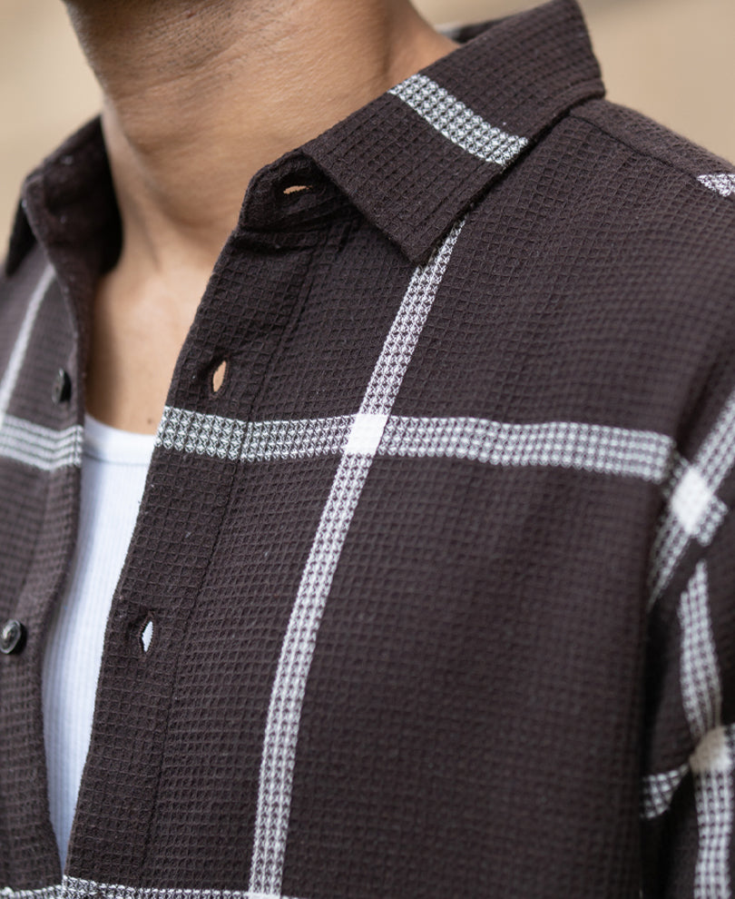 Brown Structure Checks Shirt.