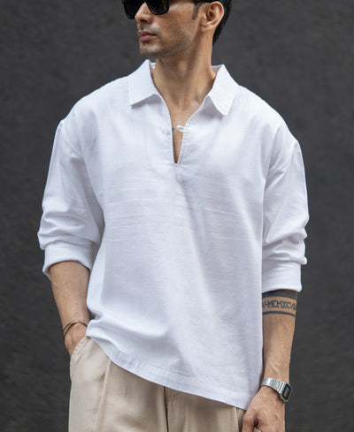 White Lightweight Structured Kurta Shirt