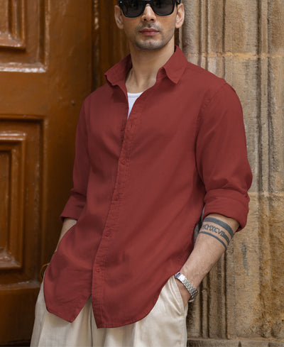 Light Wine Linen Blend Shirt