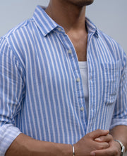 Blue Double Cloth Stripe Shirt