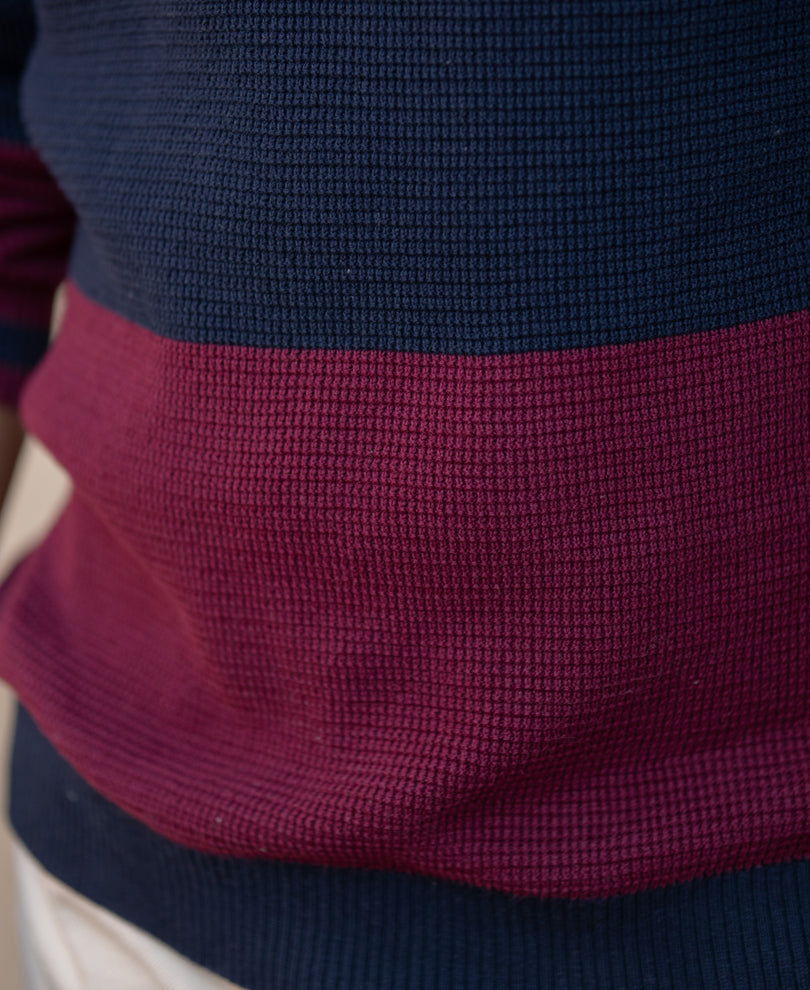 Wine Stripe Knit Sweater