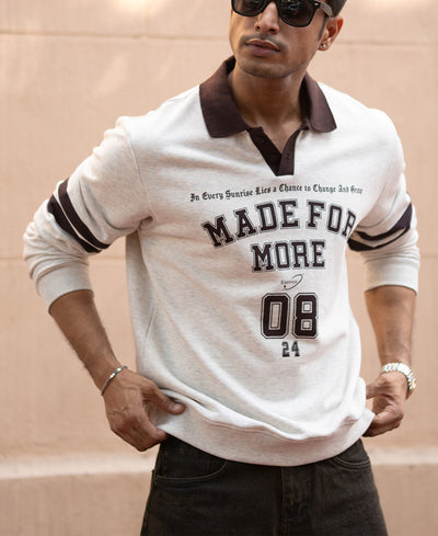 Grey Melange Printed Sweatshirt