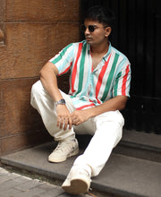 Multi Vertical Stripe Half Sleeves Shirt