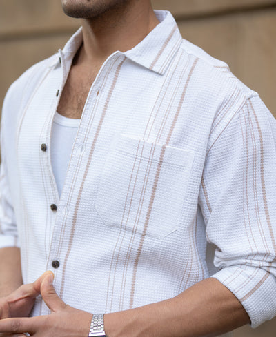 White Structured Striped Shirt