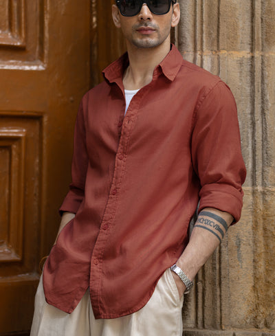 Light Wine Linen Blend Shirt