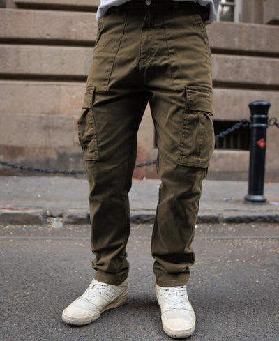 Olive Regular Fit Cotton Cargo Pant.
