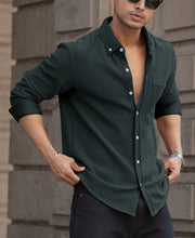 Green Regular Fit Full Sleeves Shirt
