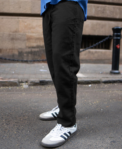 Black Cotton Pant With Belt
