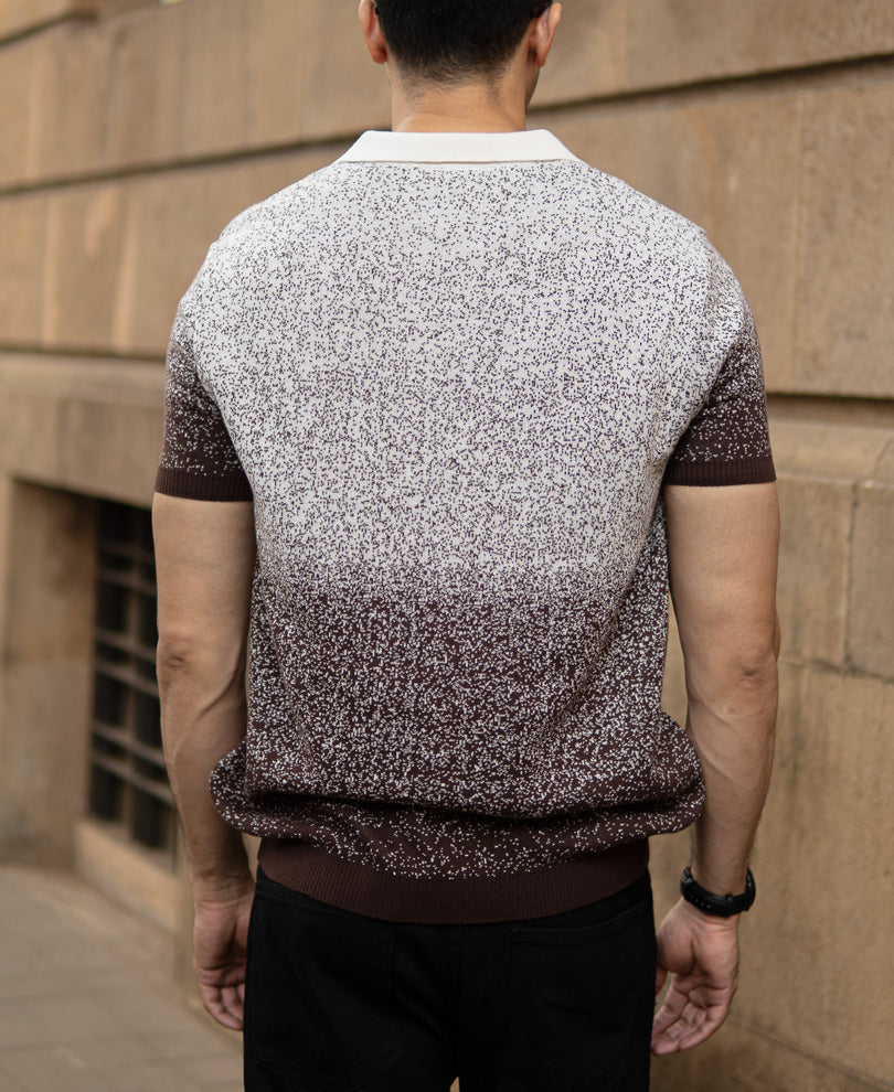 Dark Brown Ombre Jacquard T-Shirt