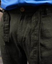 Olive Cotton Pant With Belt