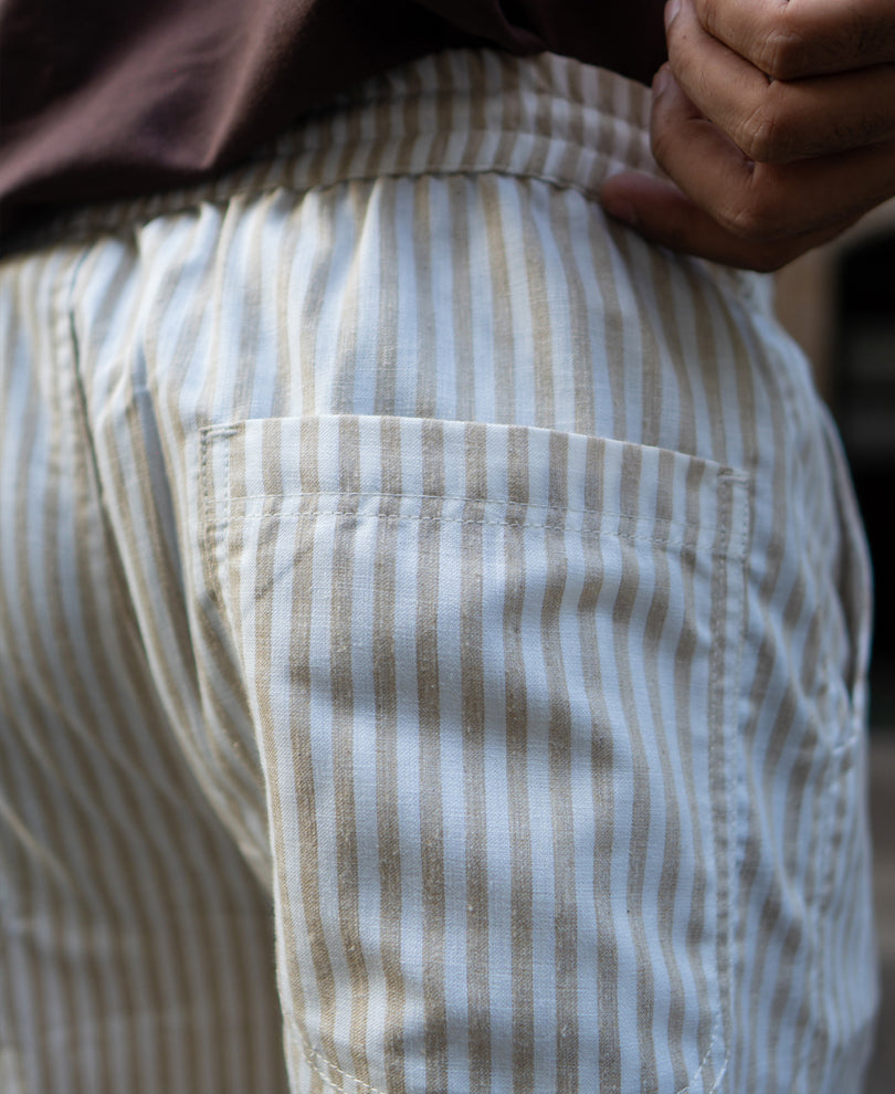 Beige Stripe Linen Pant