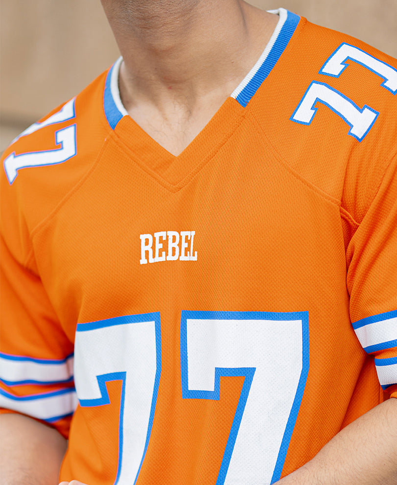Orange Mesh Printed T-Shirt