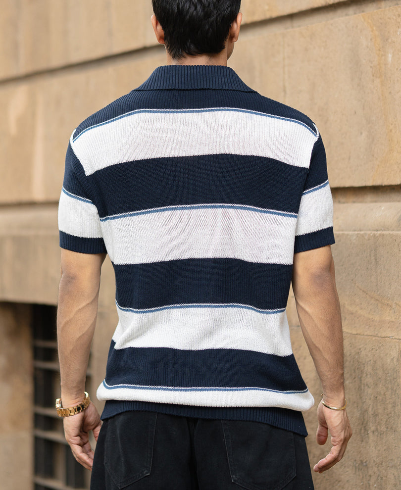White And Navy Stripe T-Shirt