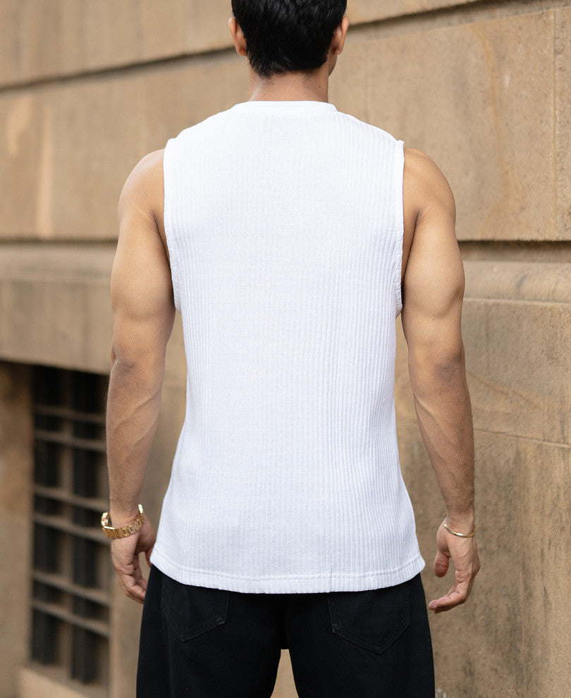 White Ribbed Vest