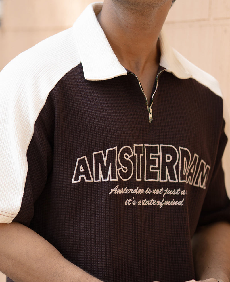 Dark Brown Embroidered T-Shirt