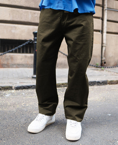 Olive Regular Fit Cotton Pant
