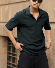 Dark Green Rib Polo T-Shirt