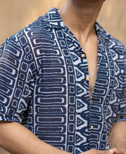 Navy Ethnic Print Shirt
