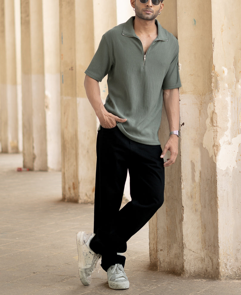 Agave Green Oversized Half Sleeves T-Shirt