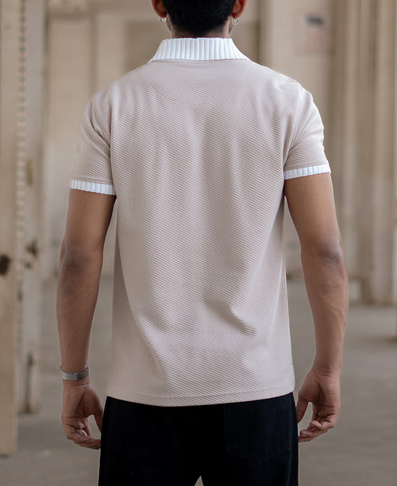 Light Beige Regular Fit Half Sleeves T-Shirt