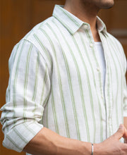 Natural & Green Broad Stripe Shirt.