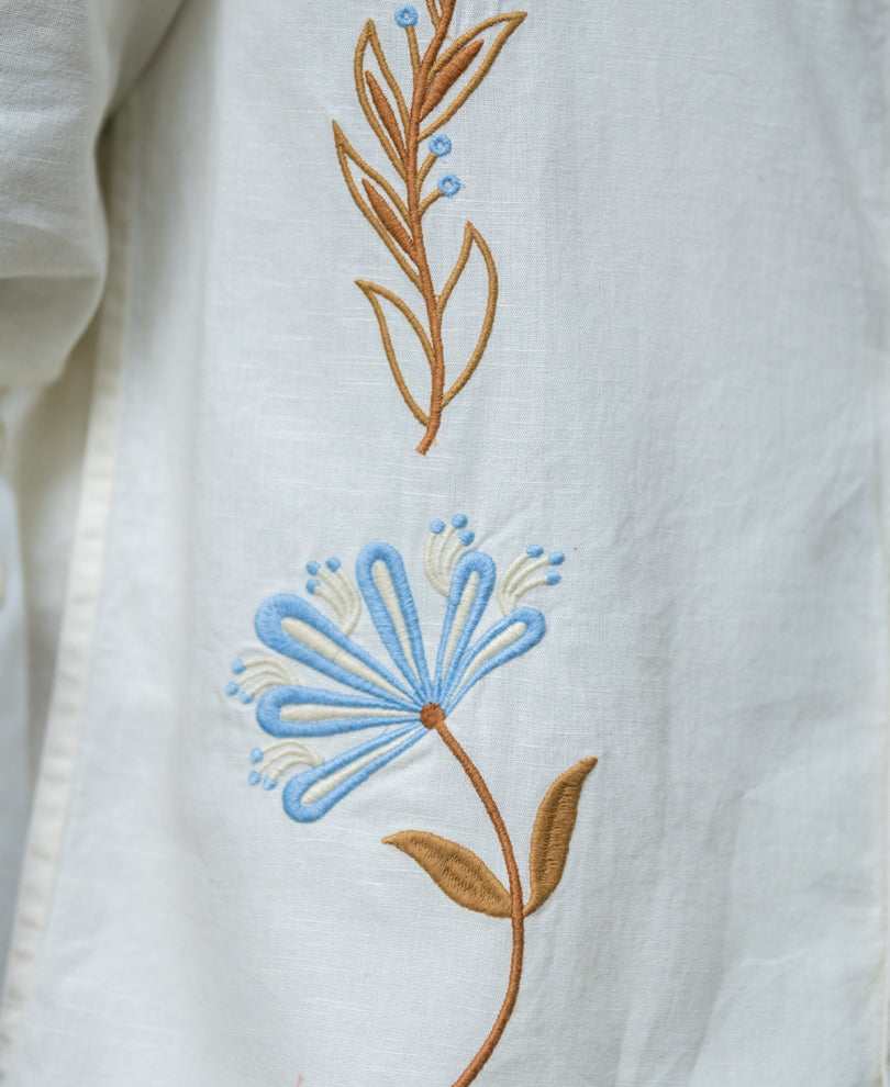 Cream Embroidered Lightweight Shirt