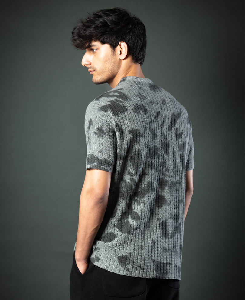 Grey Tie Dye Knit T-Shirt