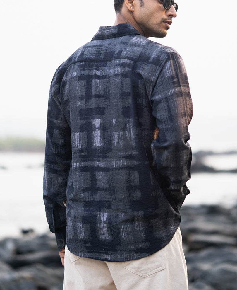 Dark Grey Printed Lightweight Shirt.