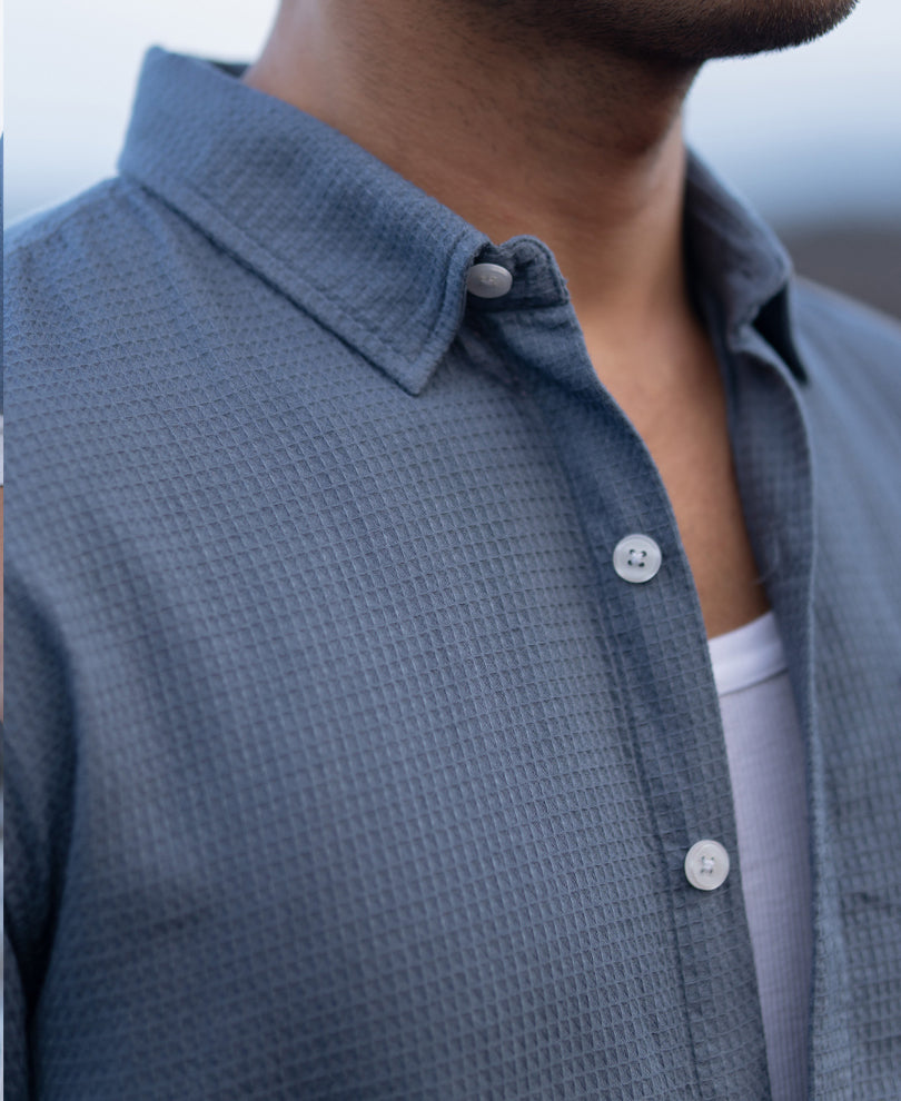 Blue Structured Ombre Shirt