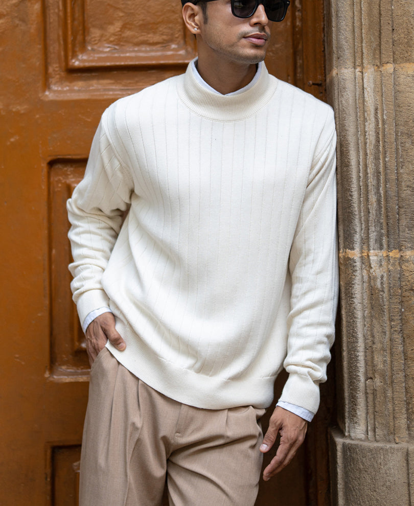 Off-White Structure Stripe High Neck Sweater