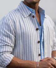 White Structure Stripe Overshirt