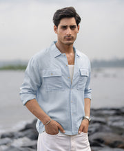 Light Blue Linen Double Pocket Shirt