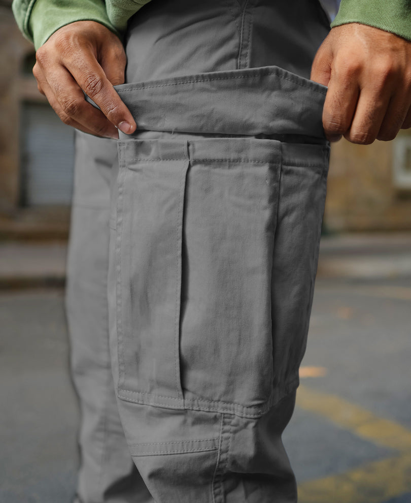 Grey Regular Fit Cargo Pant