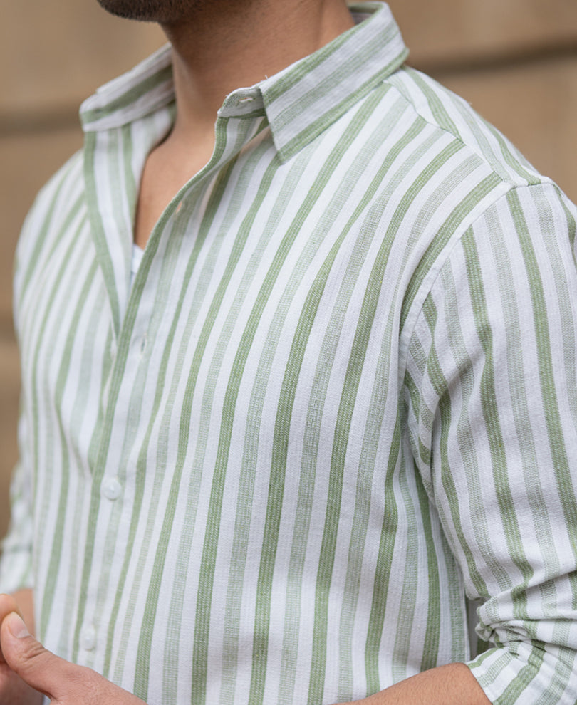 Mint Structured Stripe Shirt.