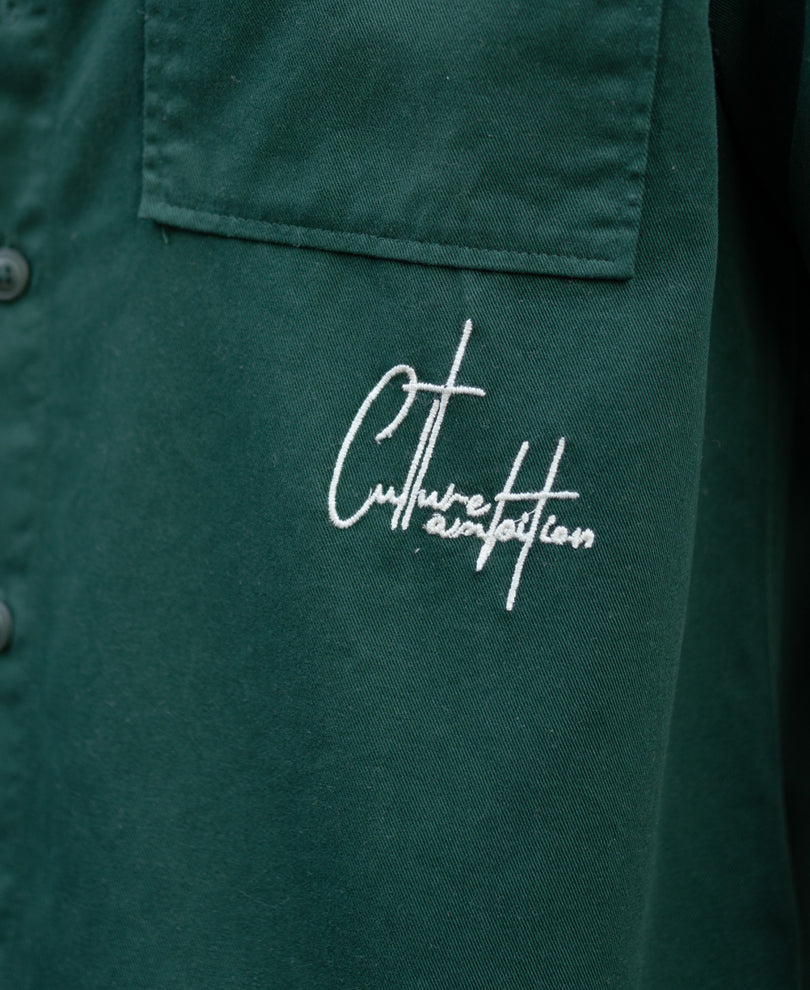 Dark Teal Embroidered Structured Shirt
