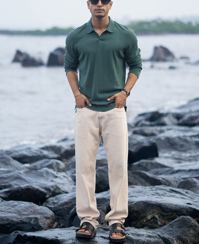 Green Regular Fit Full Sleeves T-Shirt