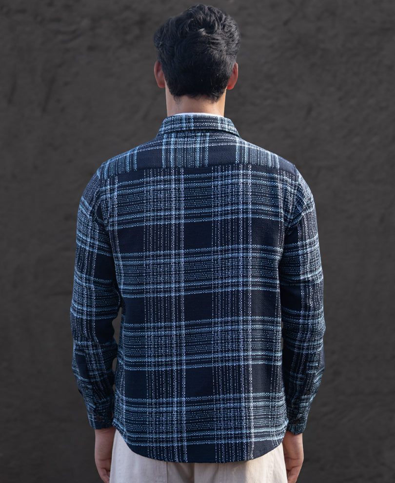 Dark Navy Structured Checks Shirt.