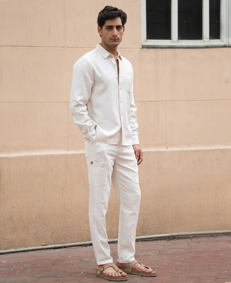 Beige Linen Structured Co-Ord Set