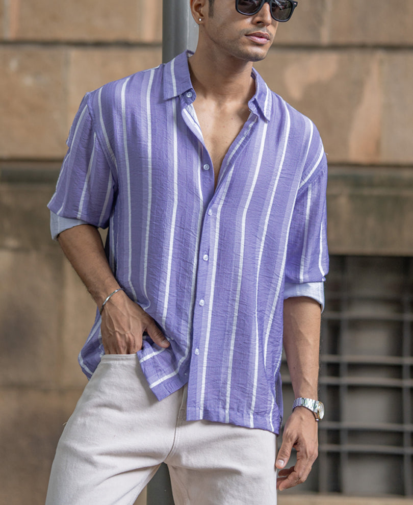 Lavender Stripe Print Shirt