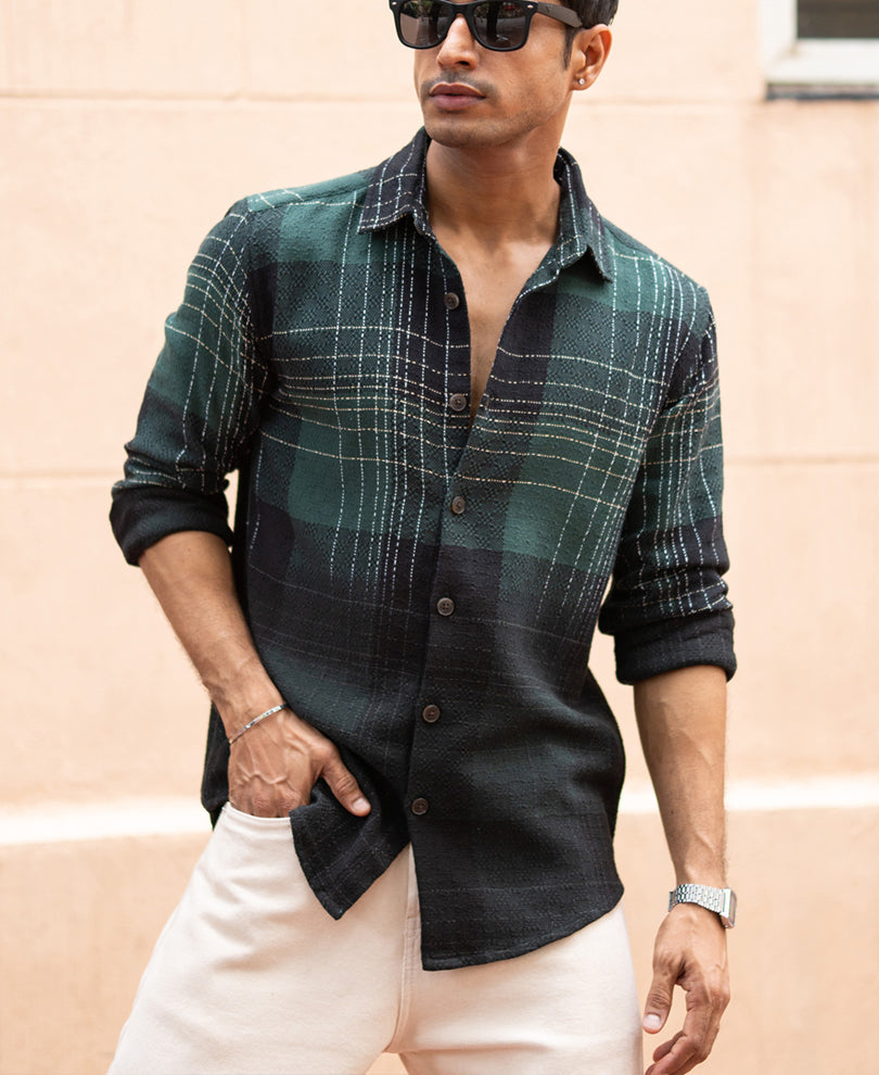 Olive Ombre Checks Shirt