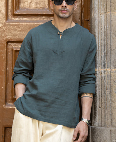 Grey Lightweight Kurta Shirt 100% Cotton