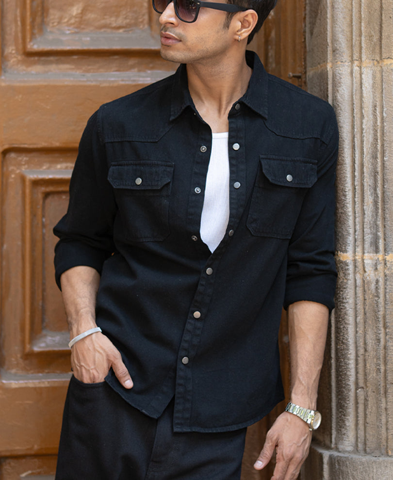 Black Denim Oversized Shirt