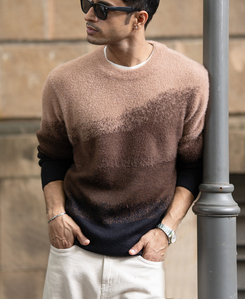 Brown Ombre Jacquard Sweater
