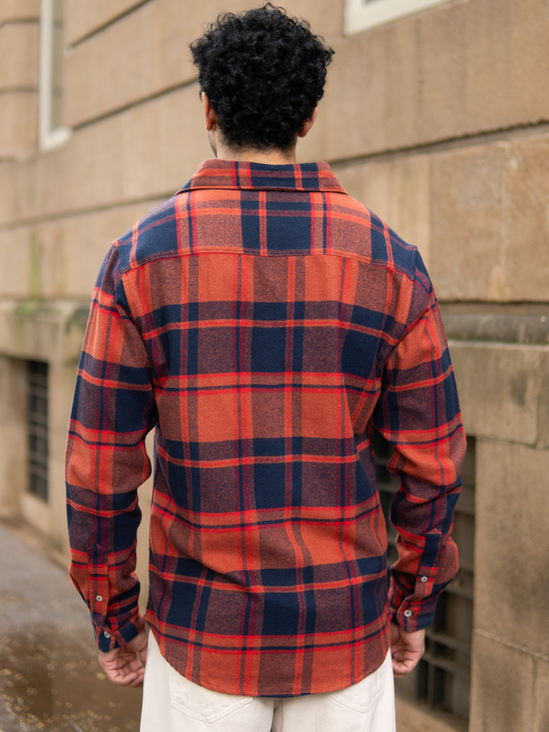 Rust And Navy Checks Shirt