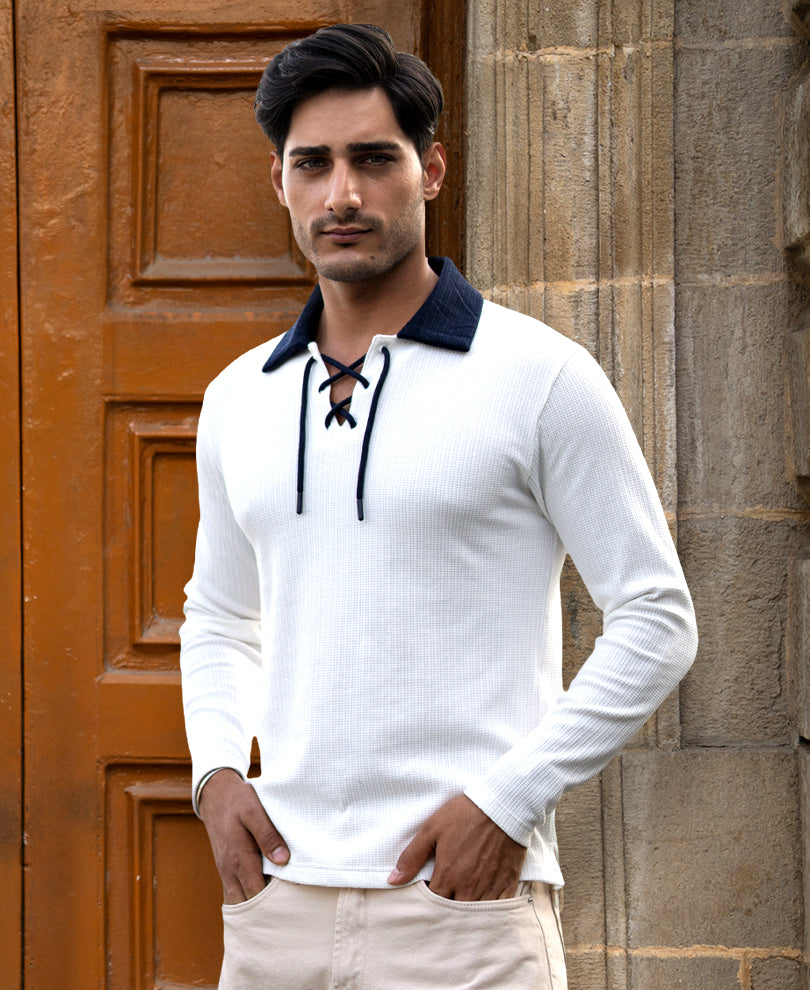 Off-White Drawstring Polo T-Shirt