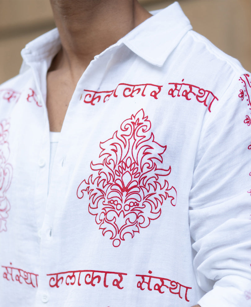 White Kalakar Print Shirt.