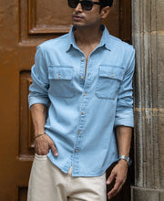 Blue Washed Denim Double Pocket Shirt